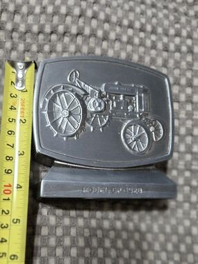John Deere Silver Tractor Relief Piggy Bank
